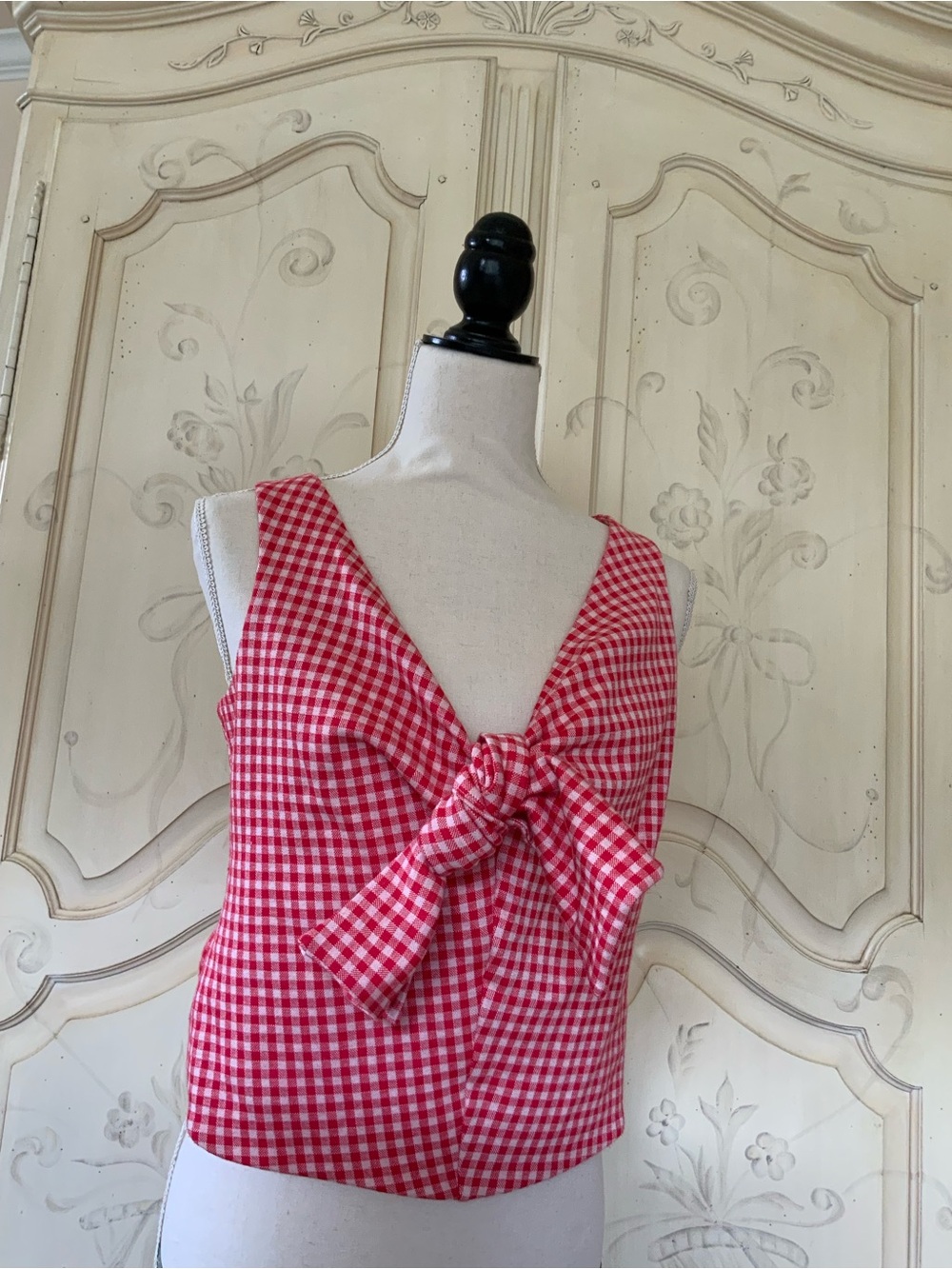 Anthropologie Eva Franco Gingham Top Bow Detail NWT - Picture 4 of 10
